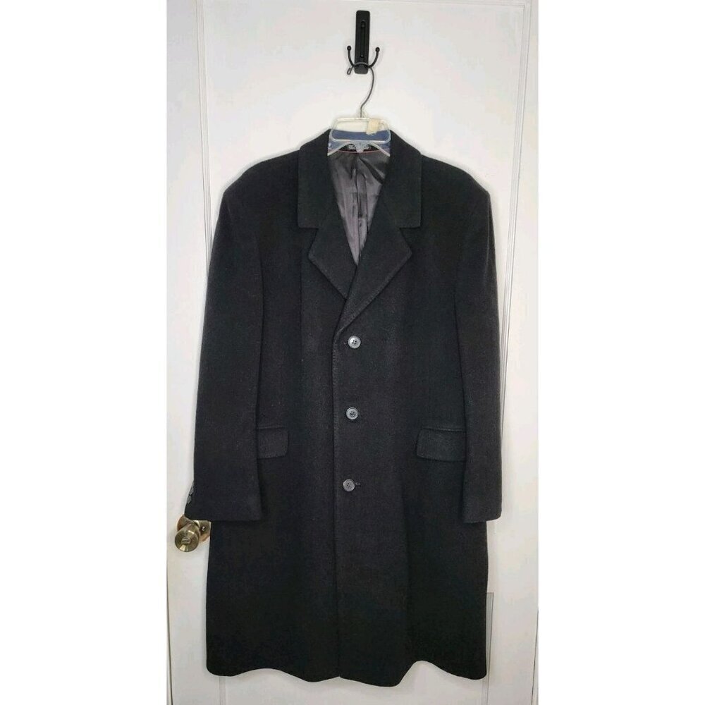 Teller Men Black Cashmere Winter Coat Jacket Overcoat - Large Made In Hungary